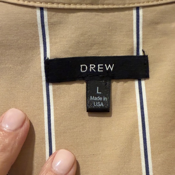 DREW Tan and White Striped Button Down Shirt - Picture 3 of 3